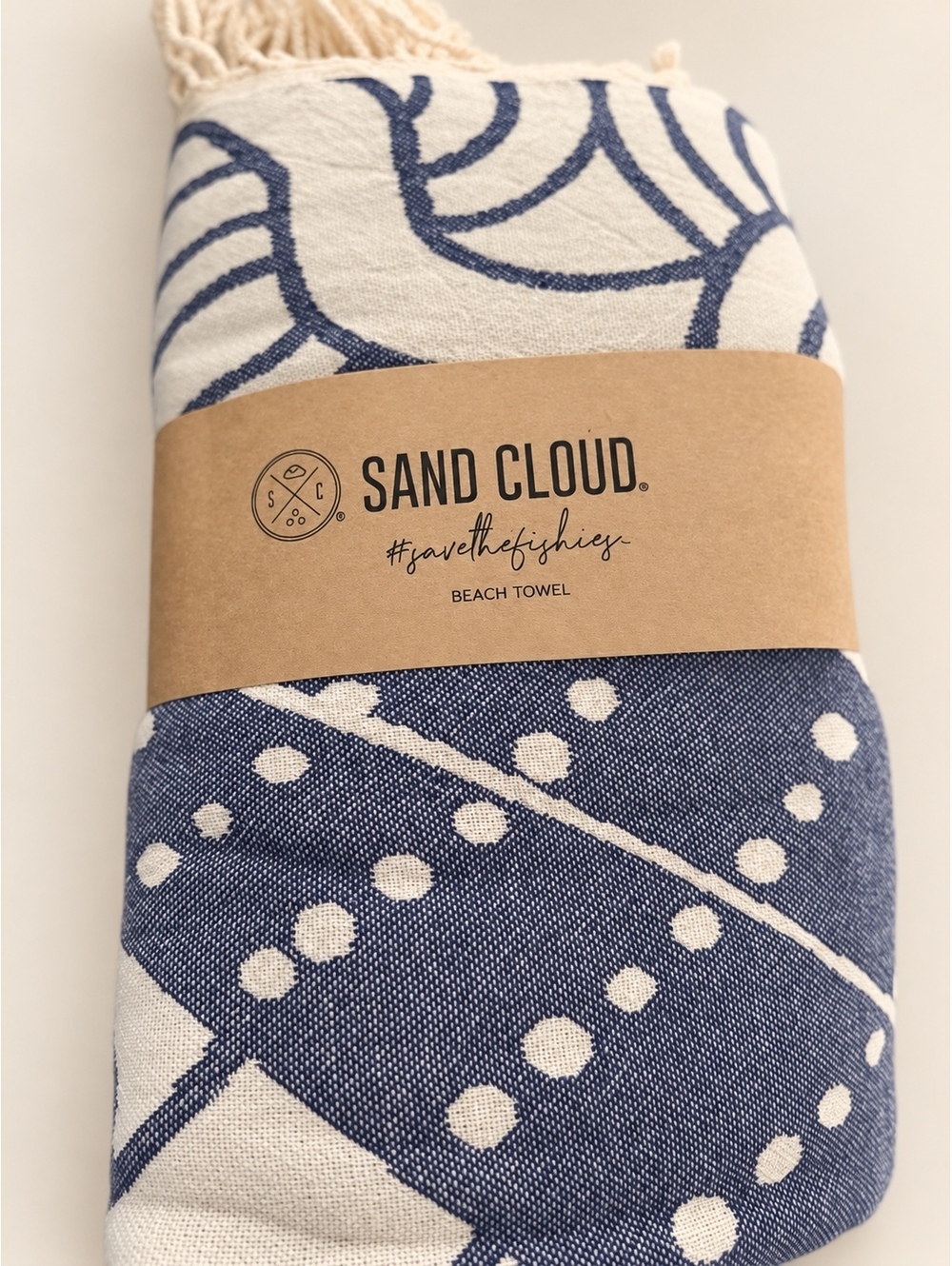 Sand Cloud Whale Shark XL Navy Beach Towel 72 x 76 NAwt
